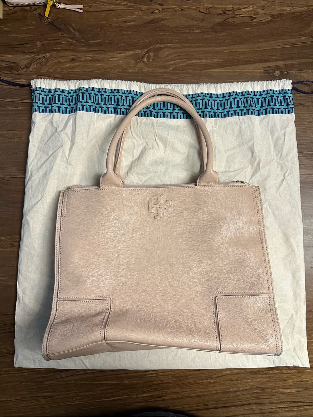 Tory Burch Blush Pink Leather Tote with Top Handles